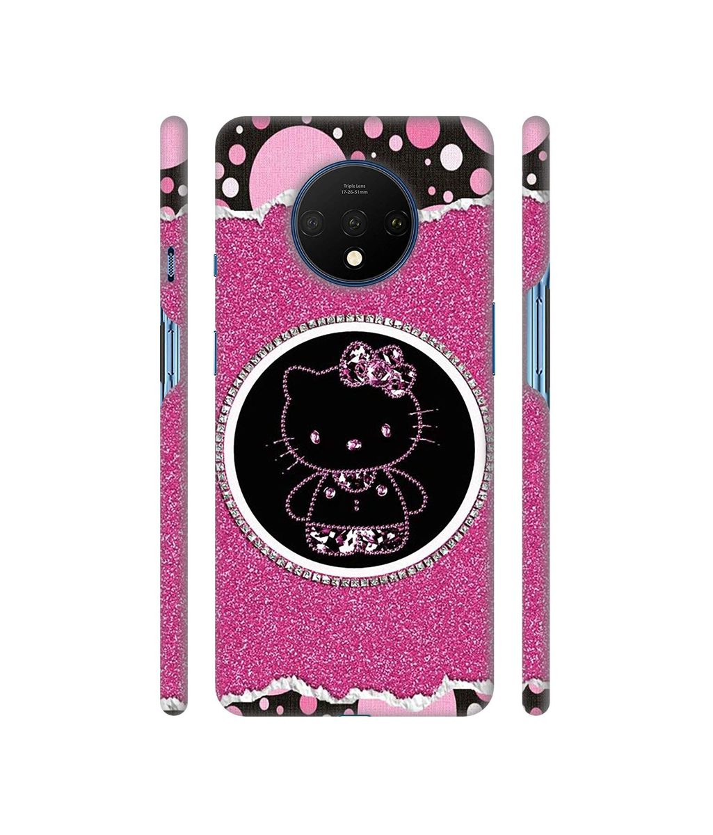 Amazon Brand - Solimo Designer Kitty with Glitter 3D Printed Hard Back Case Mobile Cover for OnePlus 7T