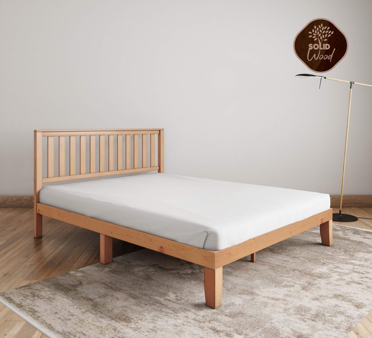 Amazon Brand - Solimo Neo Solid Wood Queen Bed (Walnut Finish)