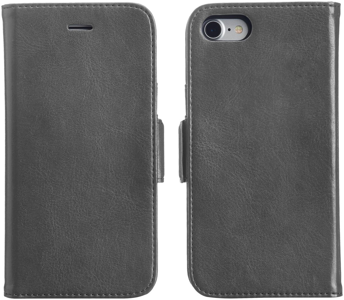AmazonBasics iPhone Case, Freely-Removable Synthetic Leather One-Piece Wallet-Style Case, dk grey
