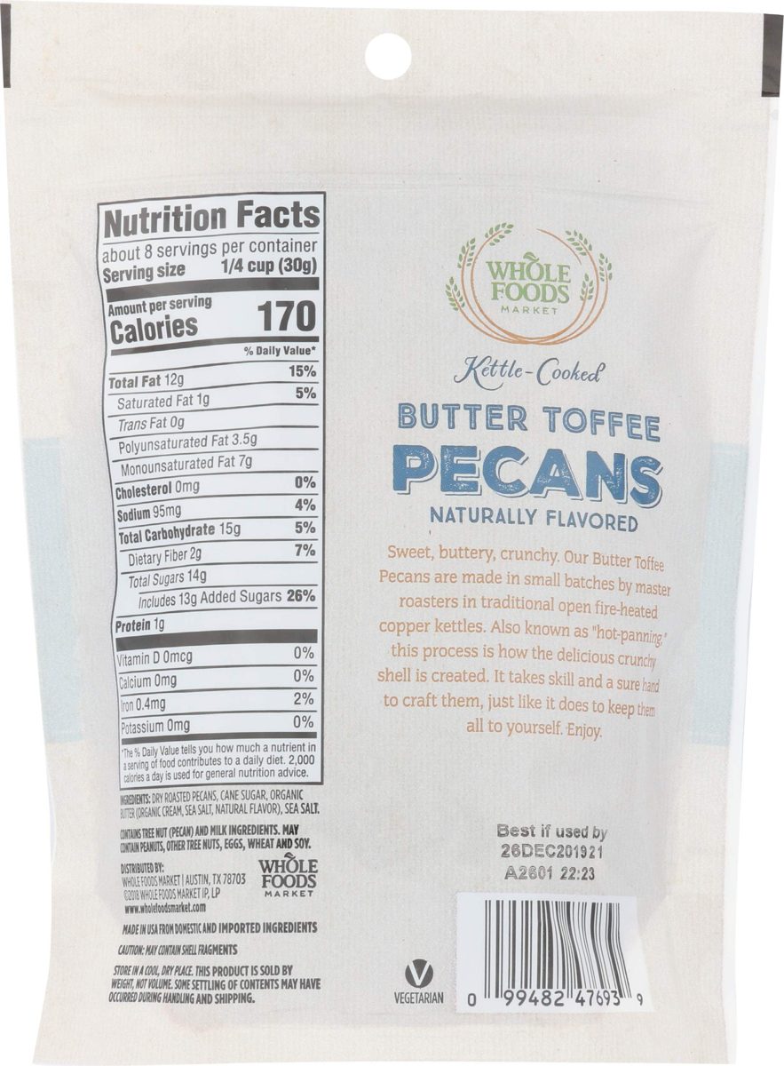 WHOLE FOODS MARKET Butter Toffee Pecans, 8 OZ