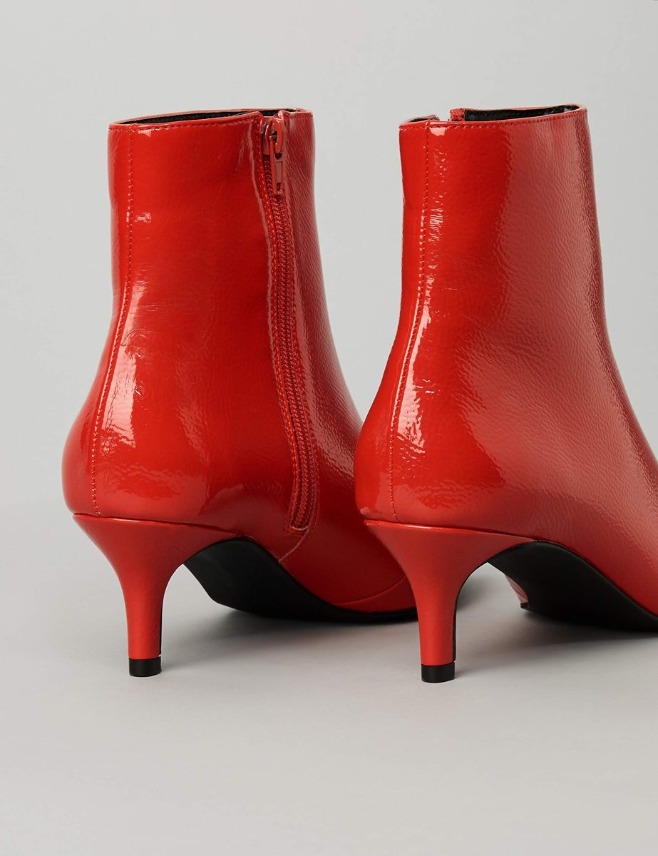 Amazon Brand - find. Kitten Heel Ankle Boots, Rot Red), US 5