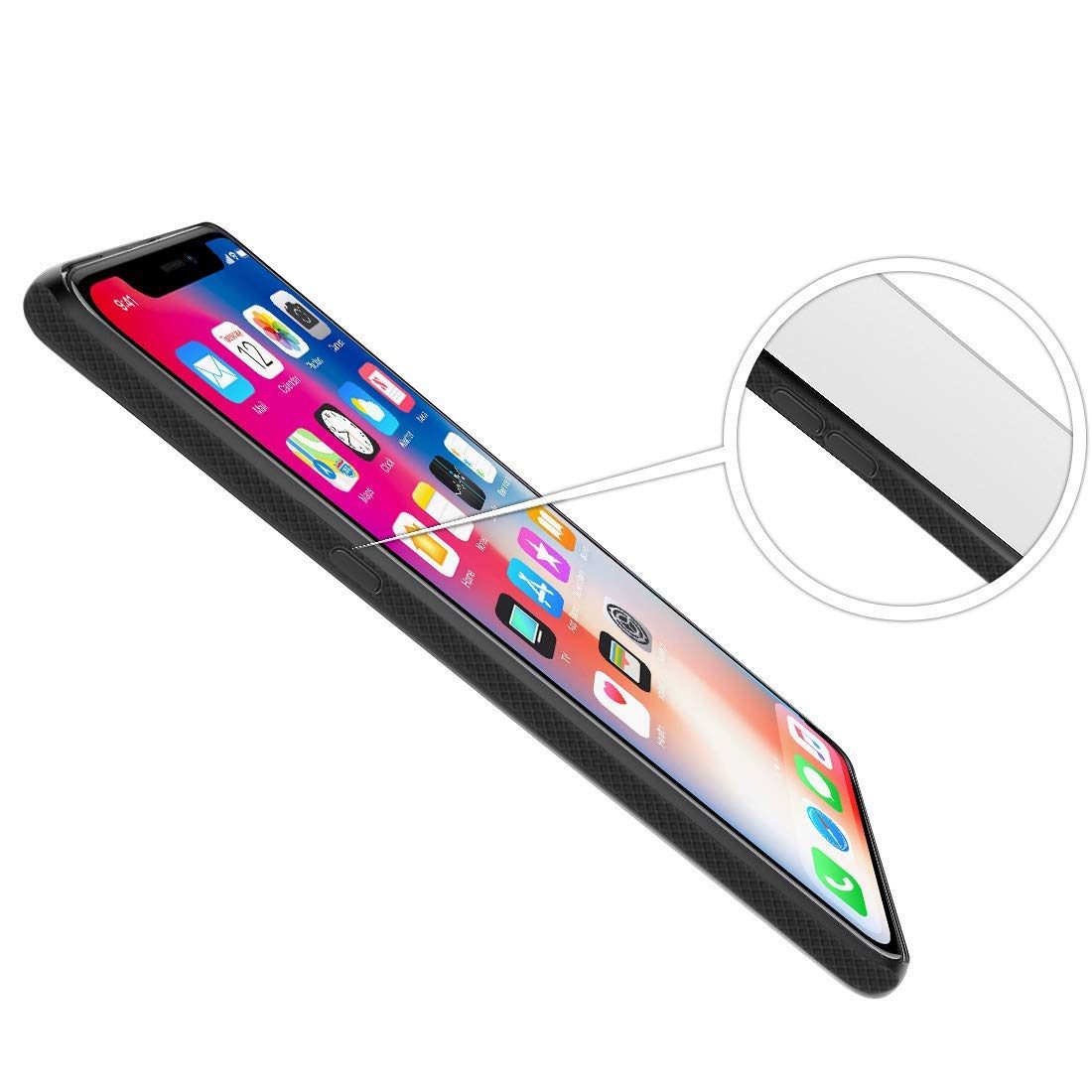 (Renewed) Amazon Brand - Solimo Mobile Cover (Hard Back & Black Flexible Bumper) for iPhone X (Transparent)