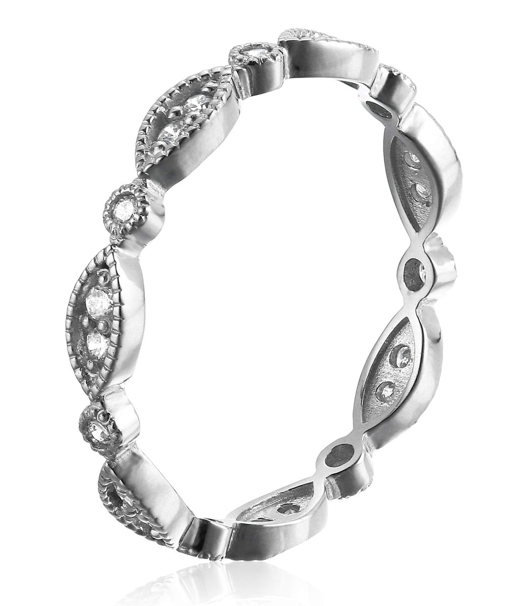 Lab Grown Diamond Fancy Wedding Band in 14k White Gold (1/4 CT.TW., I-J Color, SI1-SI2 Clarity), Size 8