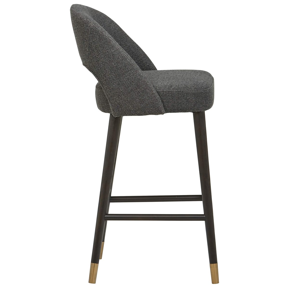 Amazon Brand – Rivet Whit Contemporary Upholstered Bar Stool with Gold Accents, 41"H, Flannel Grey