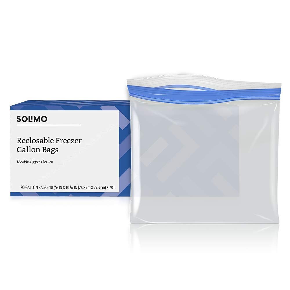 Amazon Brand - Solimo Quart Food Storage Bags, 150 Count & Freezer Gallon Bags, 90 Count