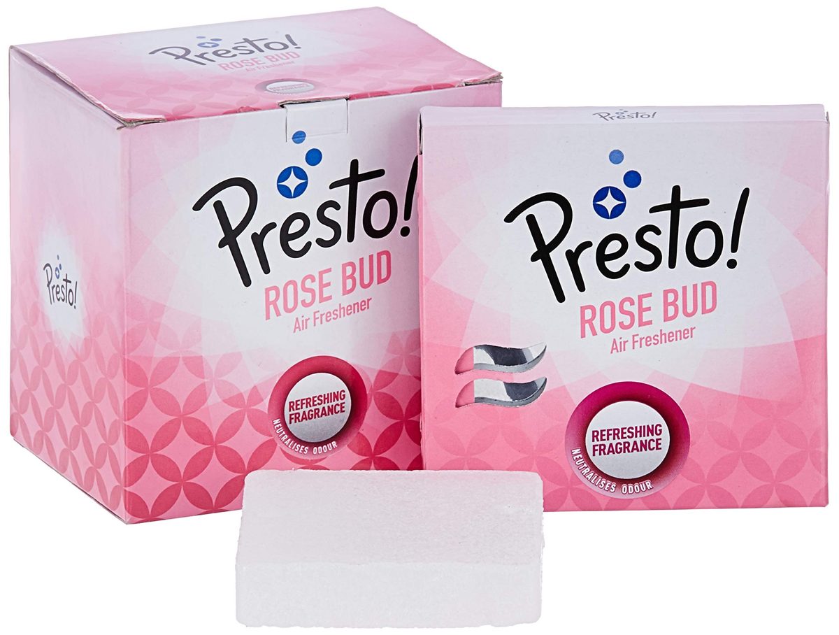 Amazon Brand - Presto! Bathroom Air Freshener Blocks - 75 g (Rose Bud, Pack of 4)