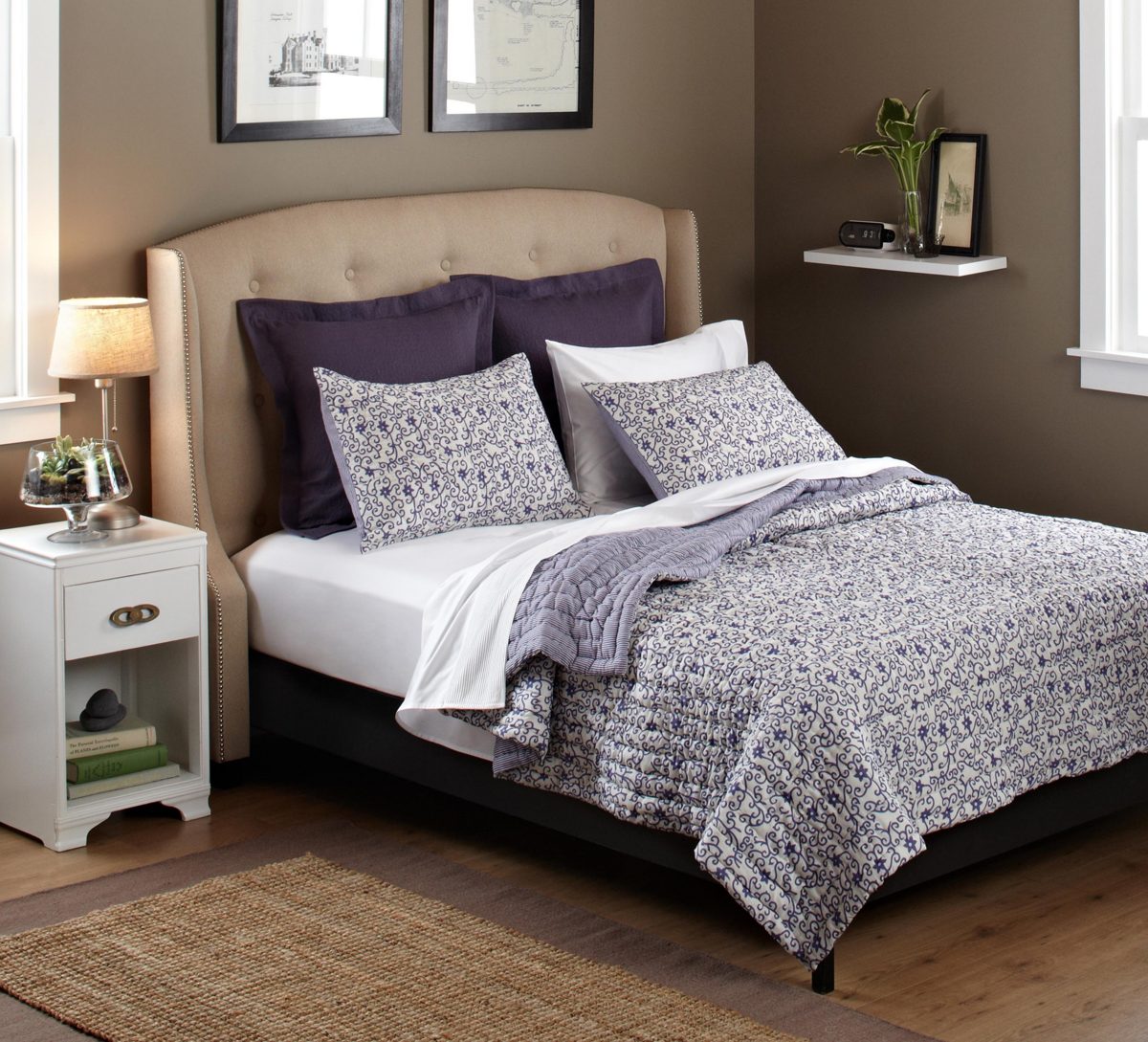Pinzon 100-Percent Cotton Printed Twin Quilt Set, Violet Vine