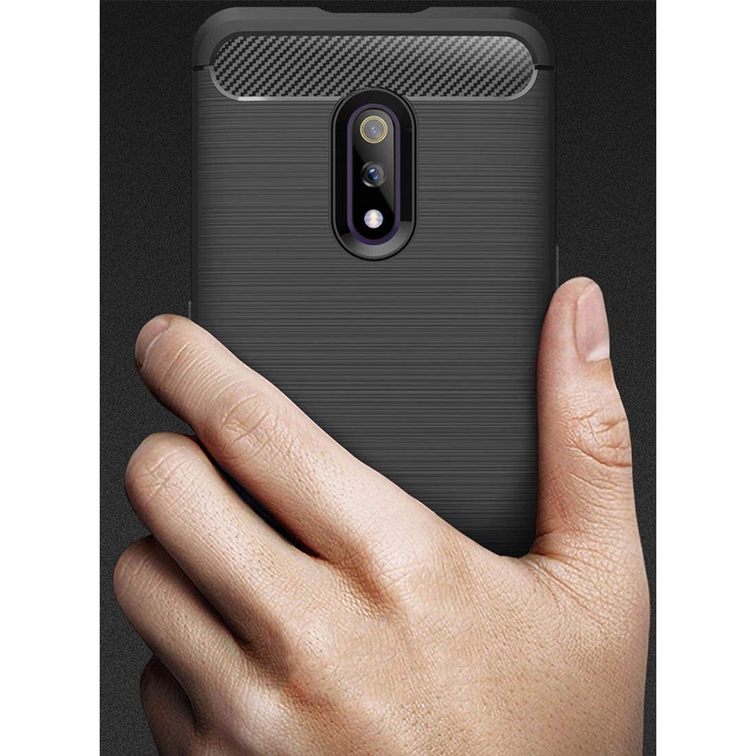 Amazon Brand - Solimo Mobile Cover (Soft & Flexible Back case) for Realme X (Black)