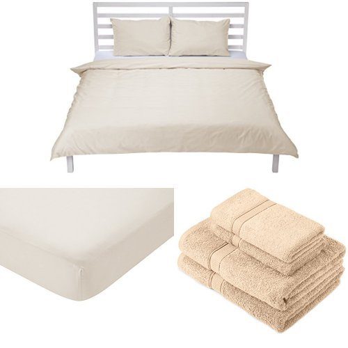 Pinzon Bedding and Towel Set Bundle, Double - Light Brown
