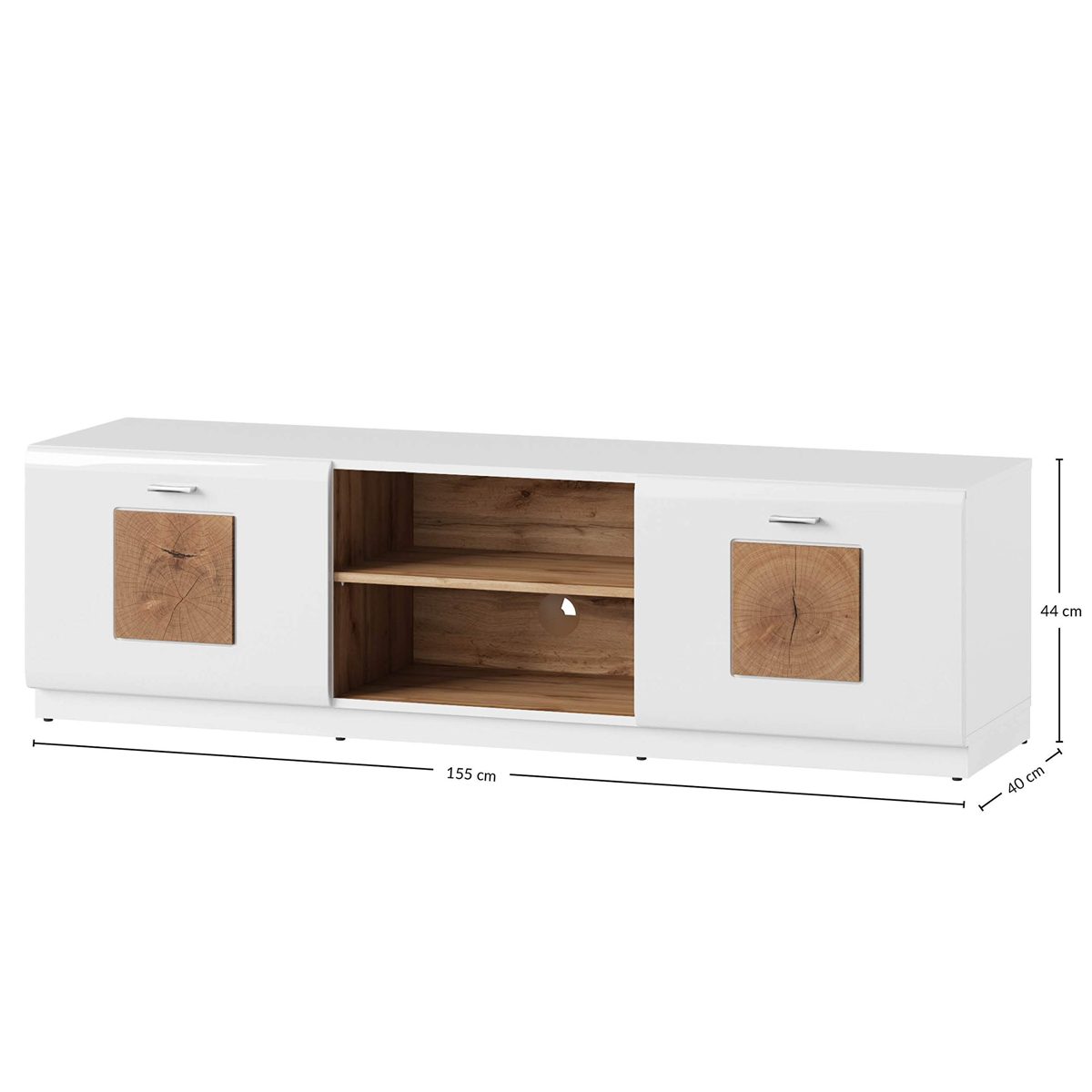 Amazon Brand - Movian TV Unit with Storage, 40 x 154cm, Oak/Timber/High Gloss White