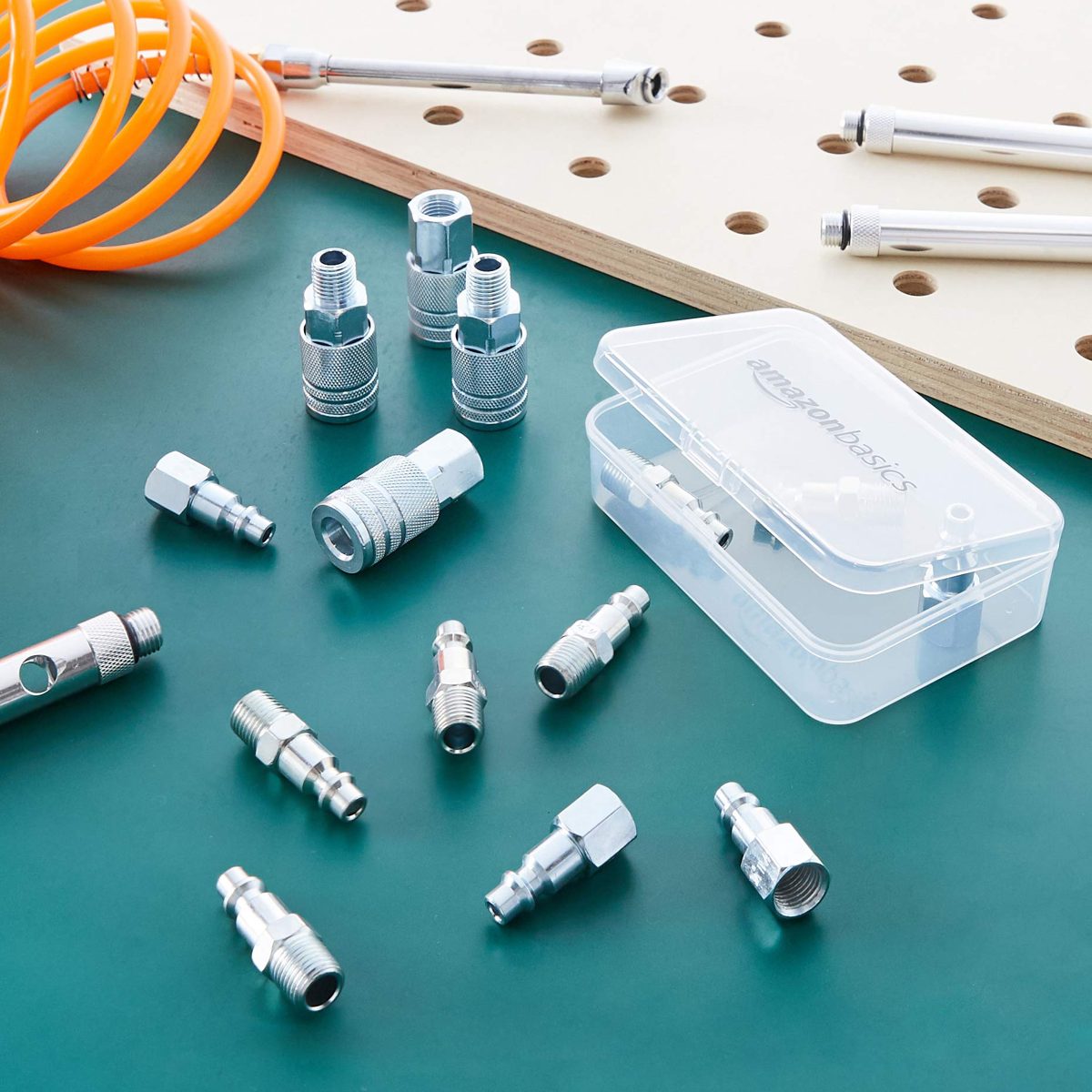 AmazonBasics Air Coupler and Plug Kit - 1/4-Inch NPT Fittings - 14-Piece