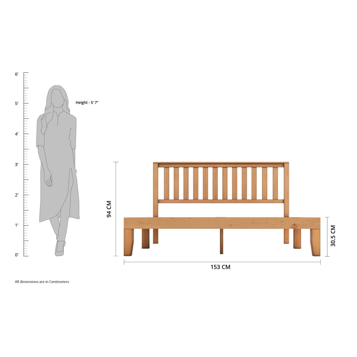 Amazon Brand - Solimo Neo Solid Wood Queen Bed (Walnut Finish)