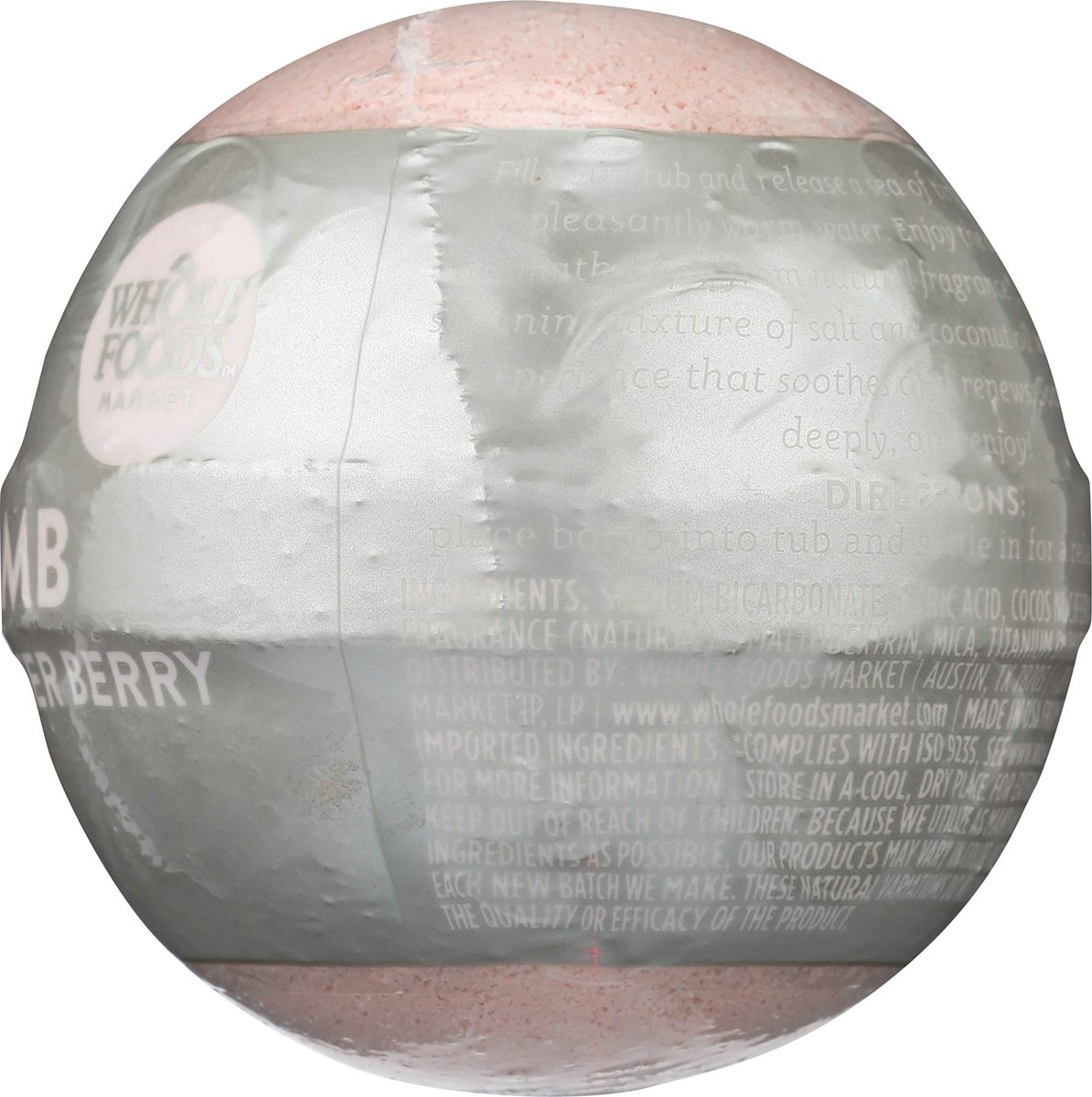 Whole Foods Market, Fizzing Bath Bomb, Frosted Winter Berry, 4.6 oz