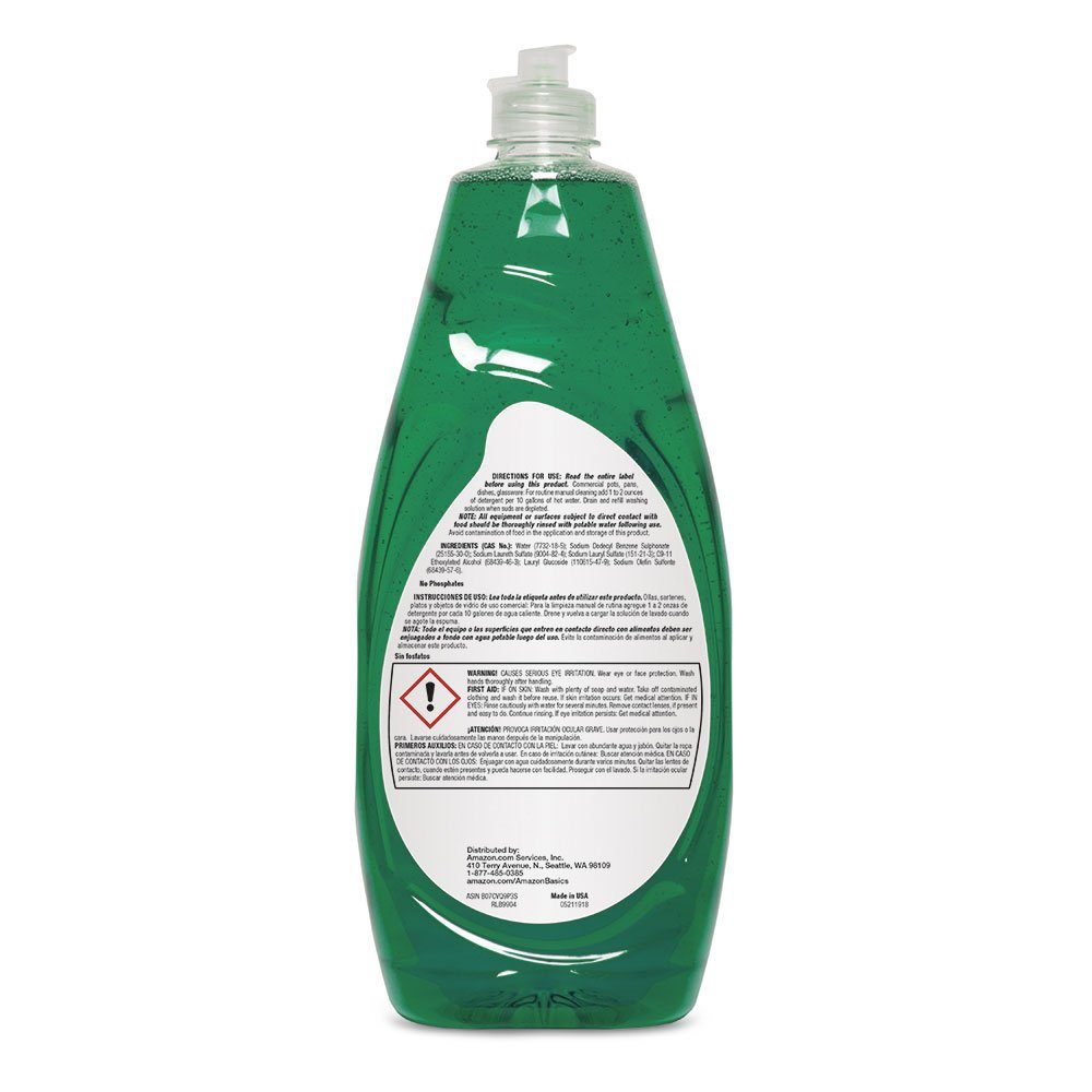AmazonBasics Premium Dishwashing Detergent, Concentrate, Herbal Lemon, 38-Ounce, 8-Pack