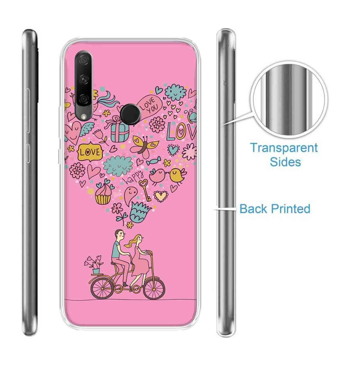 Amazon Brand - Solimo Designer Multicolor Happy Love Pink Pattern Printed Soft Back Case Mobile Cover for Huawei Honor 9X