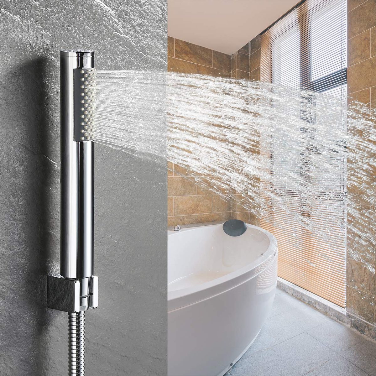 UMI.All Brass Handheld Shower Head Holder Bracket Wall Mount for Bathroom Hand Sprayer Wand or Toilet Hand Held Bidet Spray Square Chrome, C107-CH