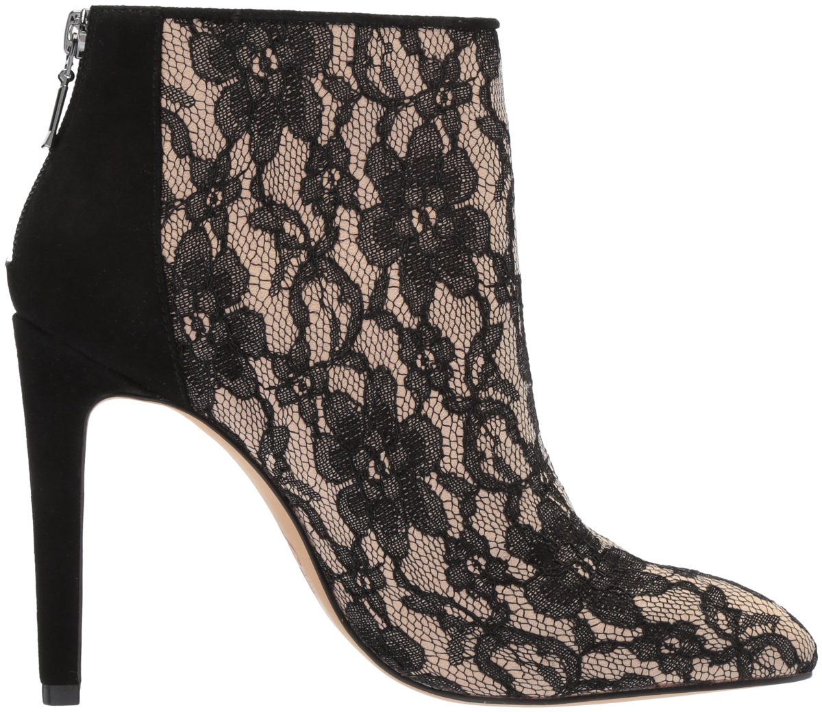 The Fix Women's Melanie Pointed Toe Stiletto Ankle Boot, Black/Nude Lace, 7.5 B US
