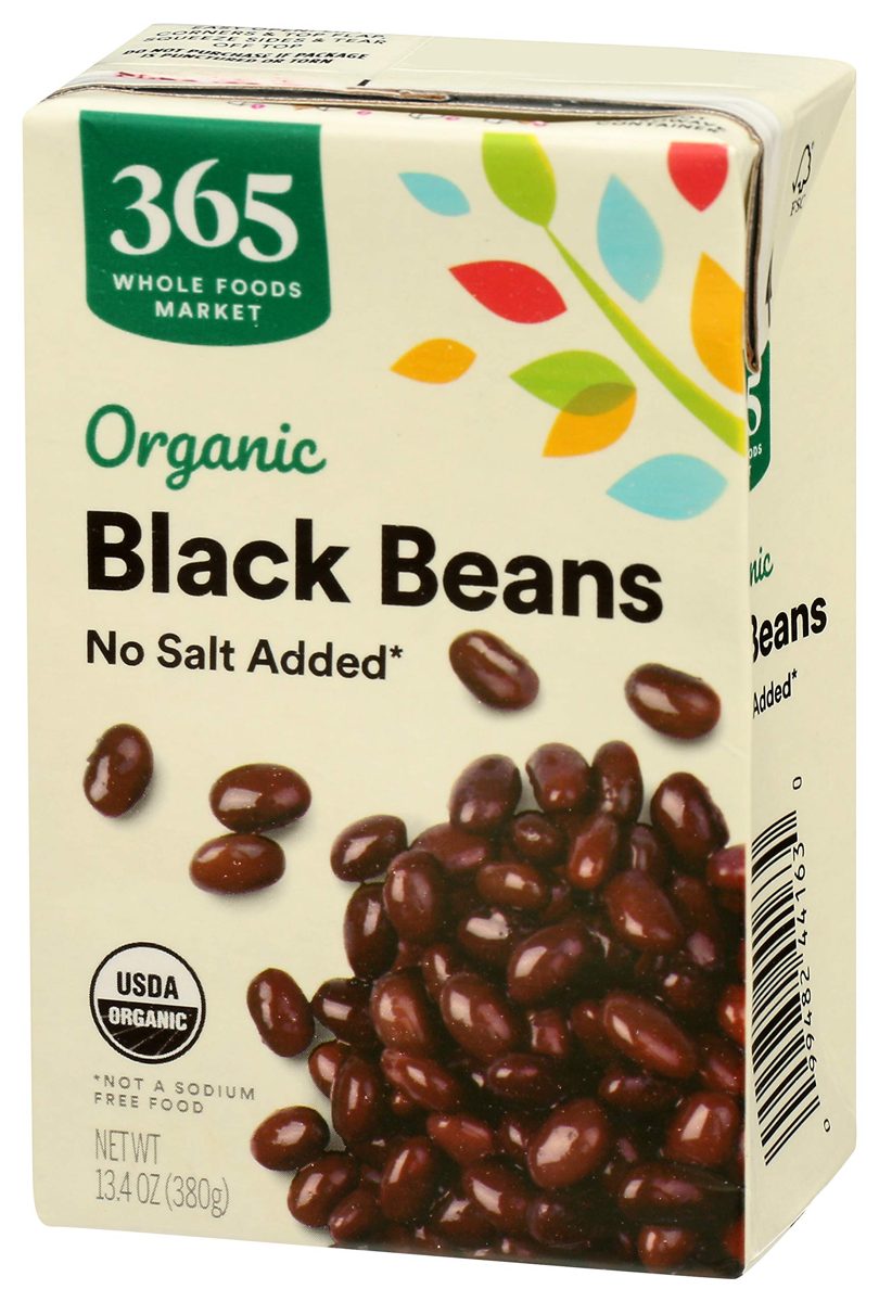 365 Everyday Value, Organic Black Beans, No Salt Added, 13.4 oz