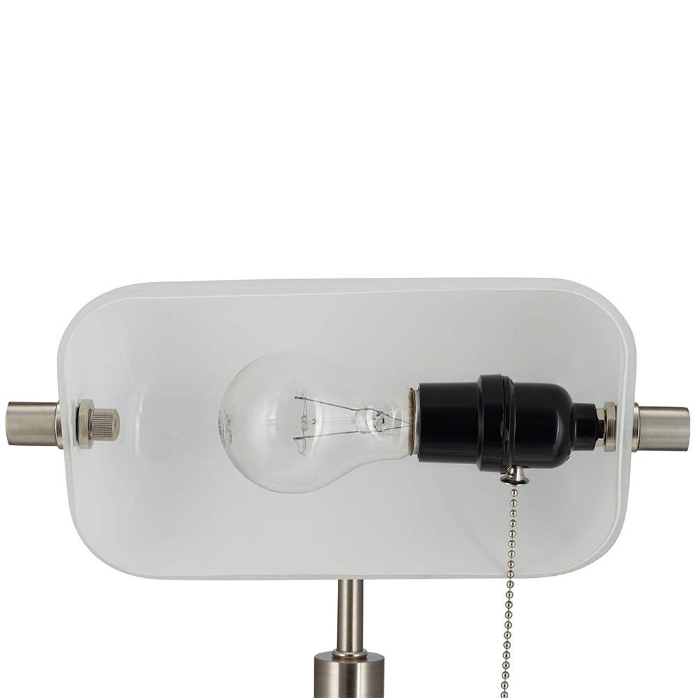 Amazon Brand – Ravenna Home Classic Straight Banker's Task Desk Lamp with LED Light Bulb, 16"H, Brushed Nickel
