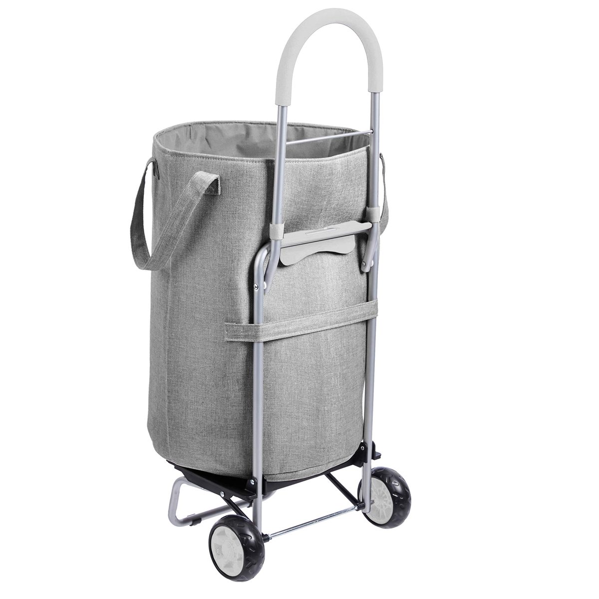 AmazonBasics Rolling Laundry Hamper Cart Converts into Dolly, 36 inch Handle Height, Grey