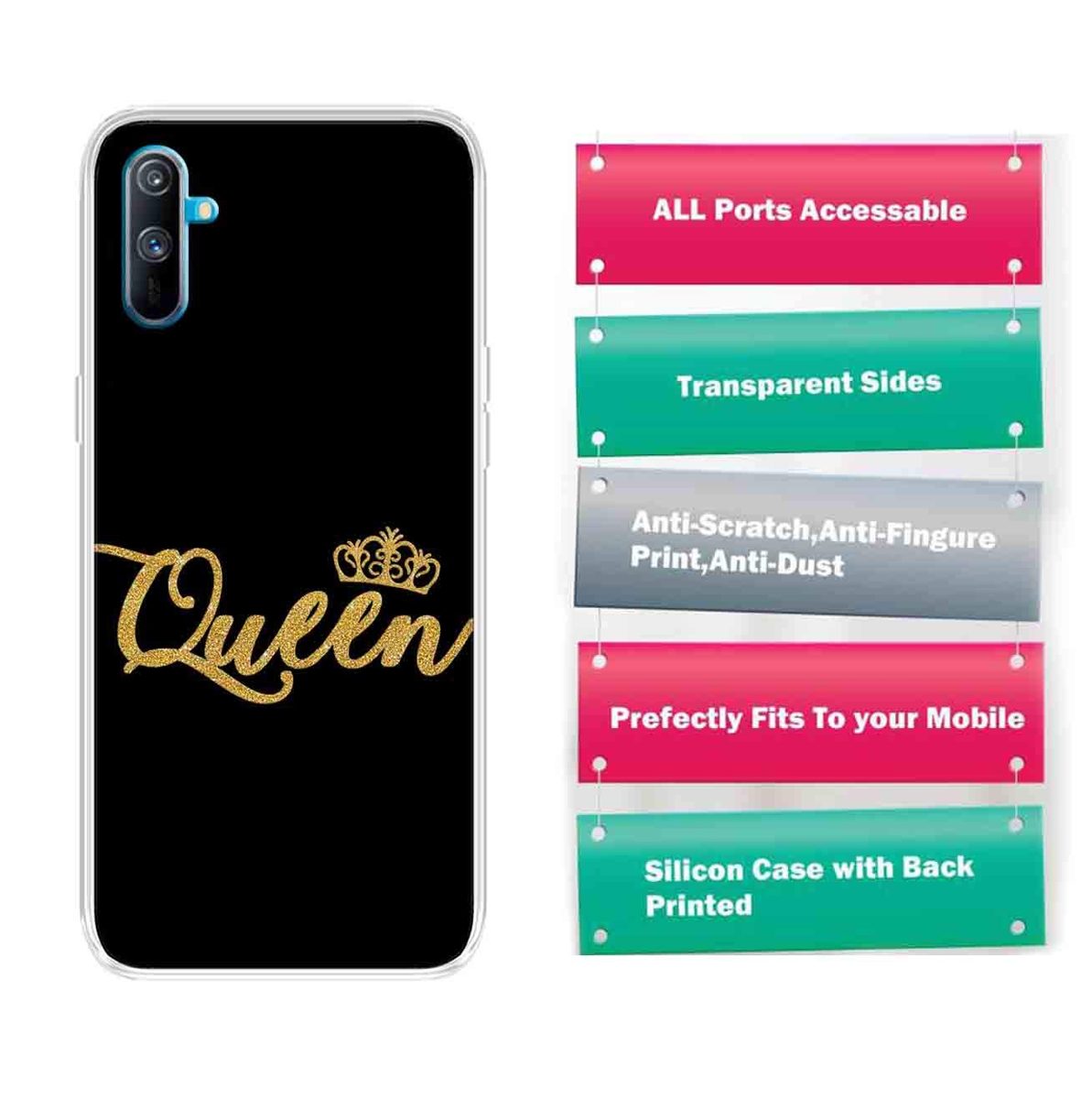 Amazon Brand - Solimo Designer Multicolor Queen Printed Soft Back Case Mobile Cover for Realme C3