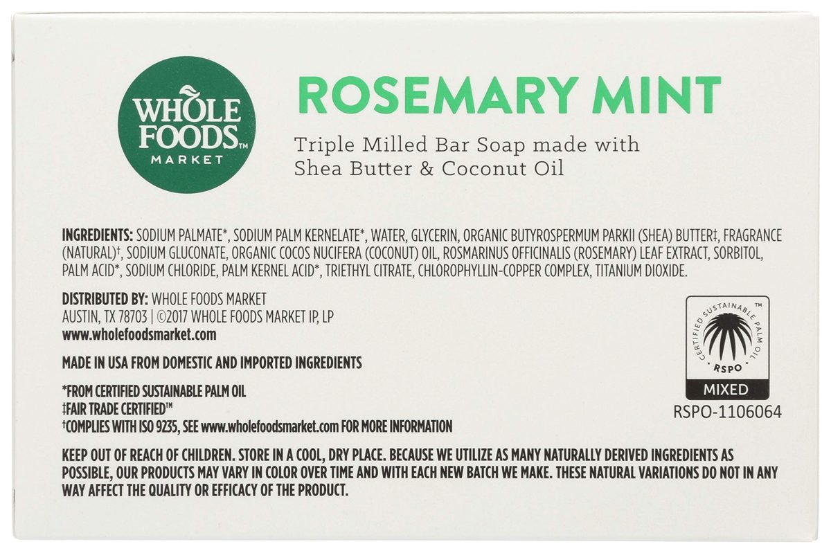 Whole Foods Market, Triple Milled Soap, Rosemary Mint, 6 oz