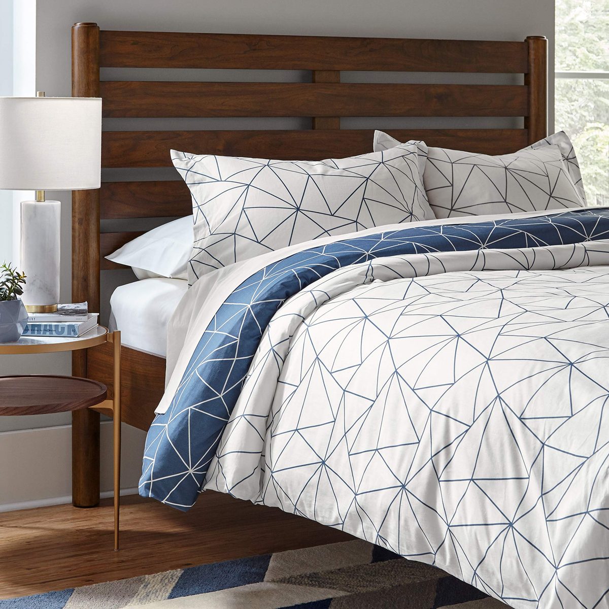 Rivet Triangle Geometric Pattern Cotton Duvet Comforter Cover Set