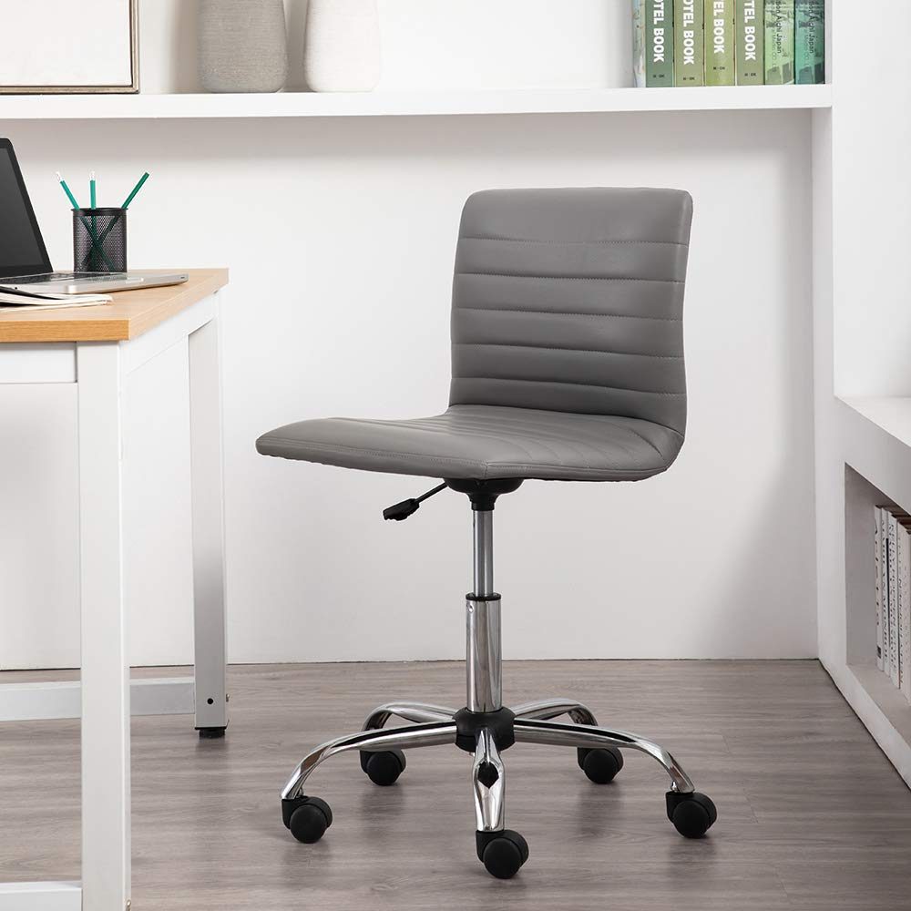 AmazonBasics Modern Adjustable Low Back Armless Ribbed Task Chair