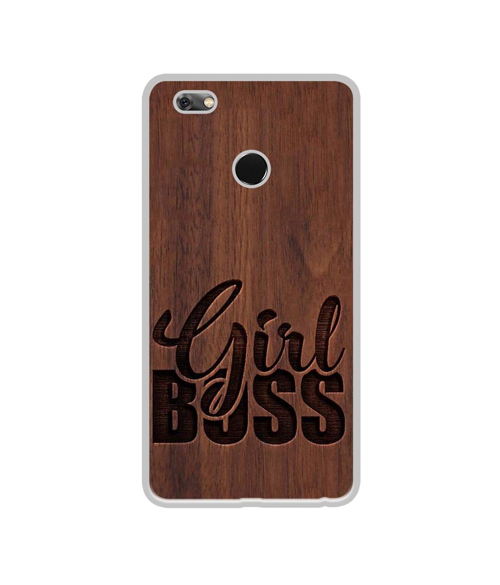 Amazon Brand - Solimo Designer Girl Boss On Wood UV Printed Soft Back Case Mobile Cover for Gionee M7 Power