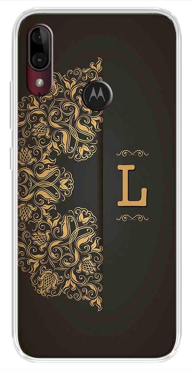 Amazon Brand - Solimo Designer Multicolor Black Pattern Alphabet-L Printed Soft Back Case Mobile Cover for Motorola Moto E6s / Motorola Moto E6 Plus