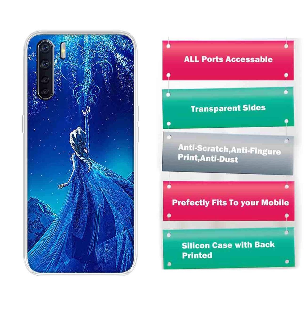 Amazon Brand - Solimo Designer Multicolor Girl Blue Design Printed Soft Back Case Mobile Cover for Oppo F15