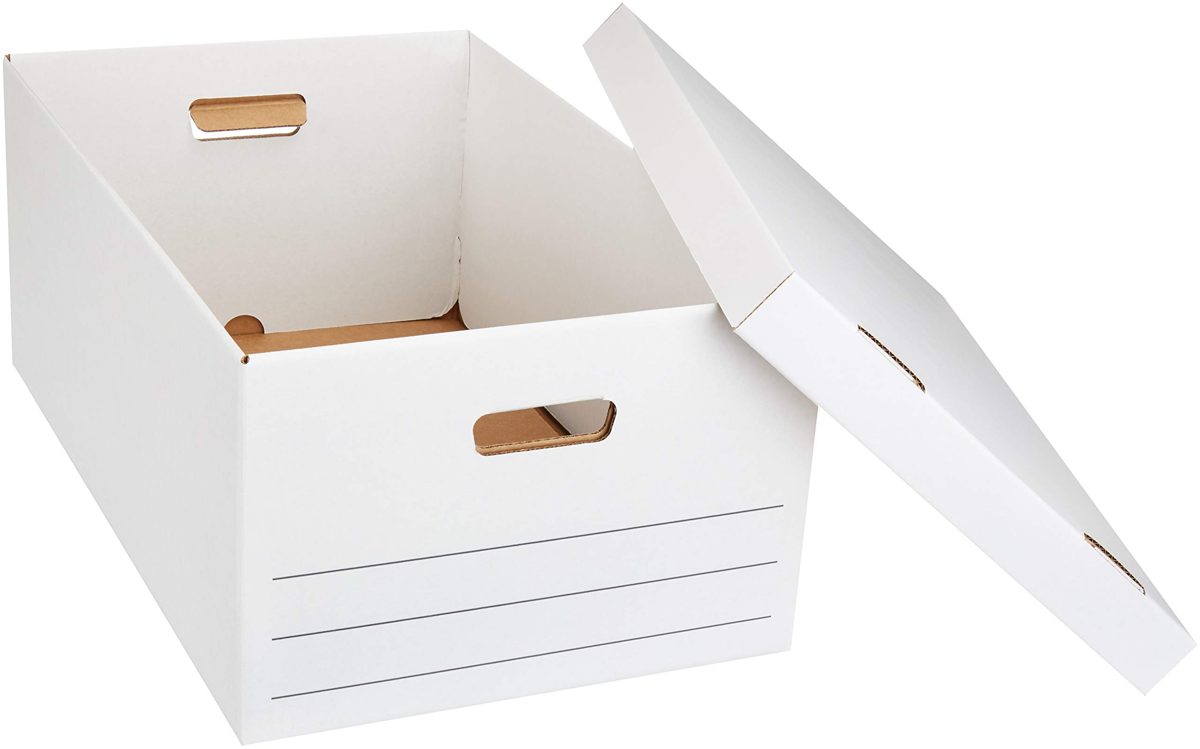 AmazonBasics Medium Duty Storage/Filing Boxes with Lift-Off Lid - Legal Size, 12-Pack