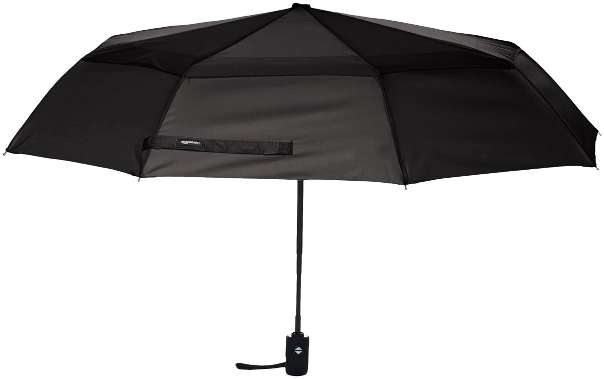 AmazonBasics Automatic Open Travel Umbrella with Wind Vent - Grey