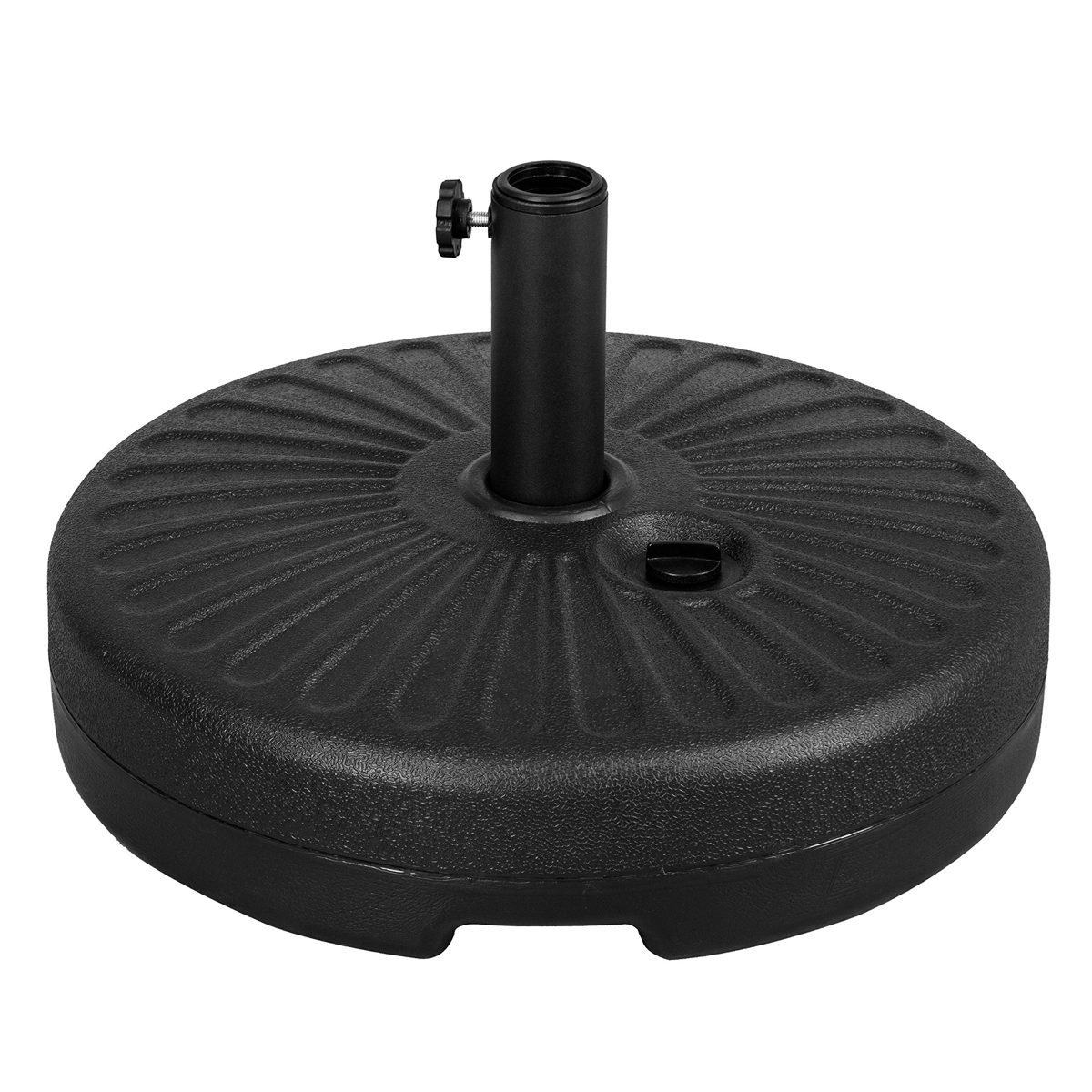 AmazonBasics 20inch Dia Black HDPE Plastic Patio Umbrella Base Stand for 9-Foot Umbrella - Water or Sand Fill, Rounded Pattern