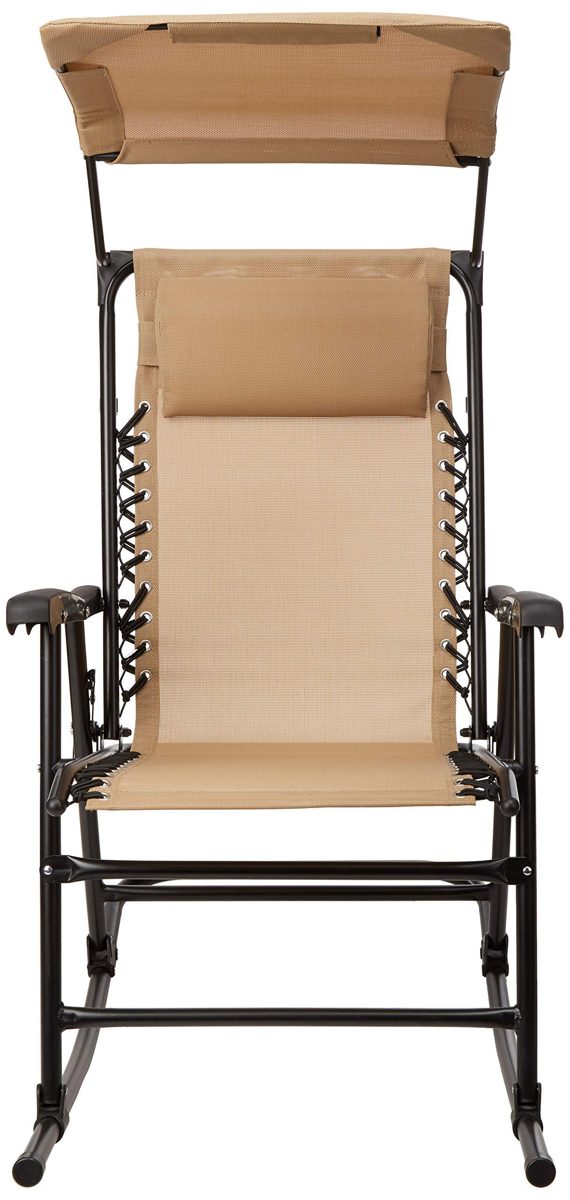 AmazonBasics Foldable Rocking Chair with Canopy - Beige (Renewed)