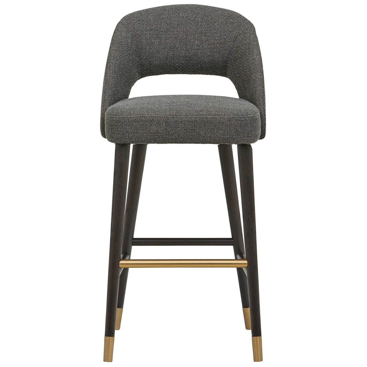 Amazon Brand – Rivet Whit Contemporary Upholstered Bar Stool with Gold Accents, 41"H, Flannel Grey