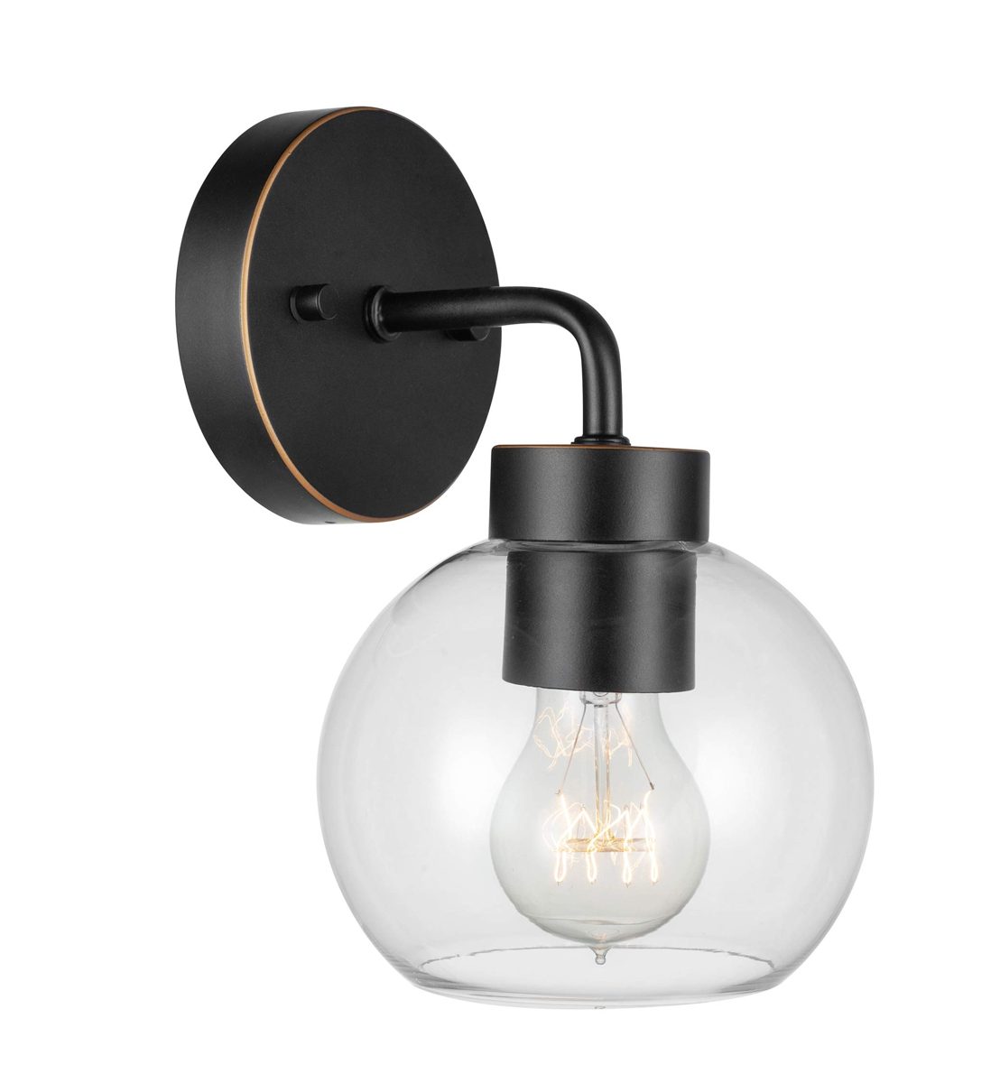 Amazon Brand - Ravenna Home Single-Light Outdoor Wall Sconce with Clear Glass Shade, Vintage Edison Bulb Included, 9.7"H, Oil-Rubbed Bronze