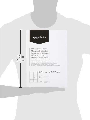AmazonBasics Multipurpose Address Labels, 99.1mm x 67.7mm, 100 Sheets, 8 Label per Sheet, 800 Labels