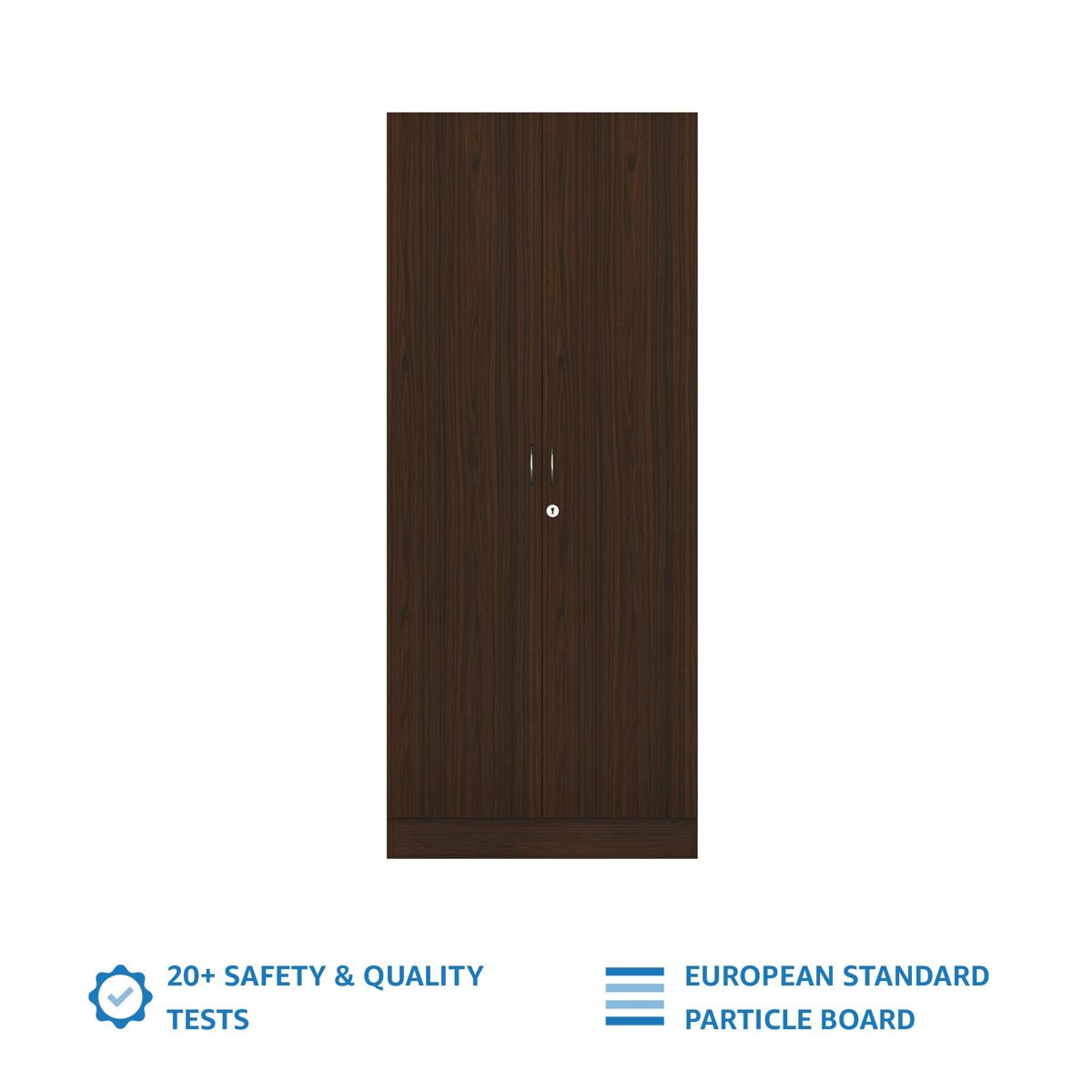 Amazon Brand - Solimo Pyxis Engineered Wood 2-Door Wardrobe (Walnut Finish)