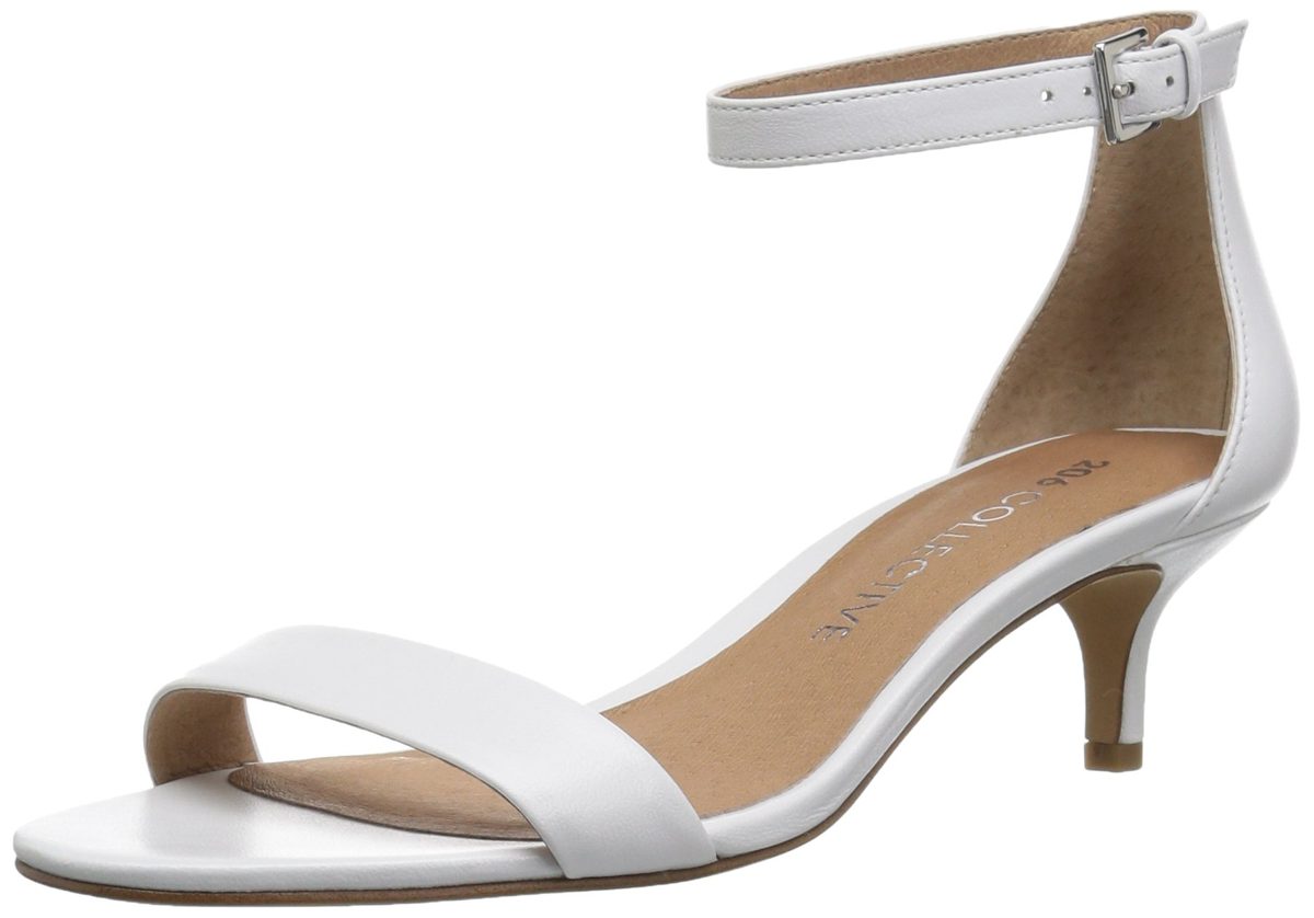 Amazon Brand - 206 Collective Women's Eve Stiletto Heel Dress Sandal-Low Heeled, white leather, 9.5 B US