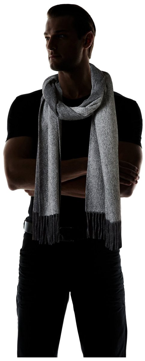 Thirty Five Kent Men's Cashmere Solid Double Face Scarf, Smog