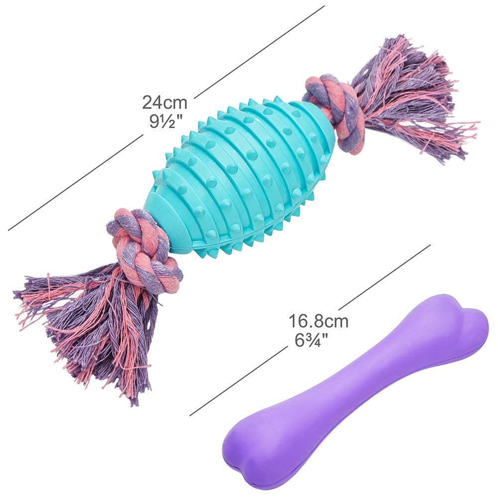 UMI. Essential Pack of 2 Gift Toys for Puppies & Dogs, Spiny Football and Rubber Bone Dental Chew Dog Toy Value Pack