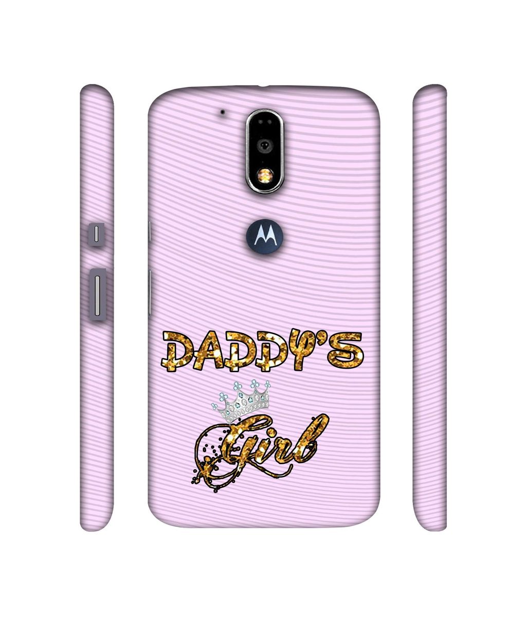 Amazon Brand - Solimo Designer Daddy's Girl in Glitter Pattern 3D Printed Hard Back Case Mobile Cover for Motorola Moto G4 Plus (with Logo Cut)