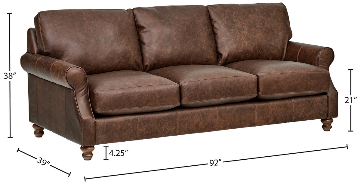 Amazon Brand – Stone & Beam Charles Classic Oversized Leather Sofa, 92"W, Sod