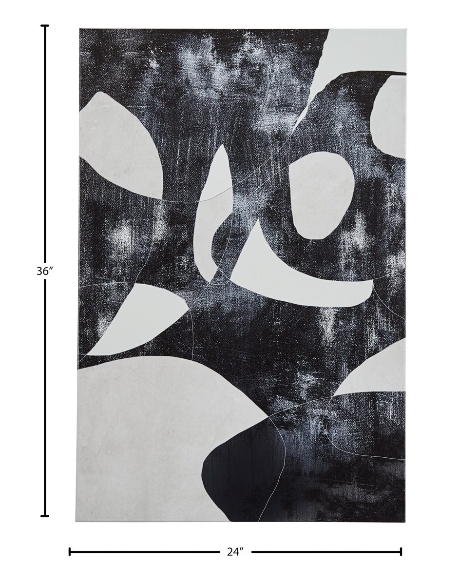 Amazon Brand – Rivet Black and White Abstract Canvas Print Wall Art, 24" x 36"