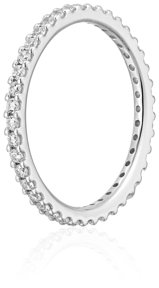 Platinum-Plated Sterling Silver All-Around Band Ring set with Round Swarovski Zirconia (1/2 cttw), Size 6
