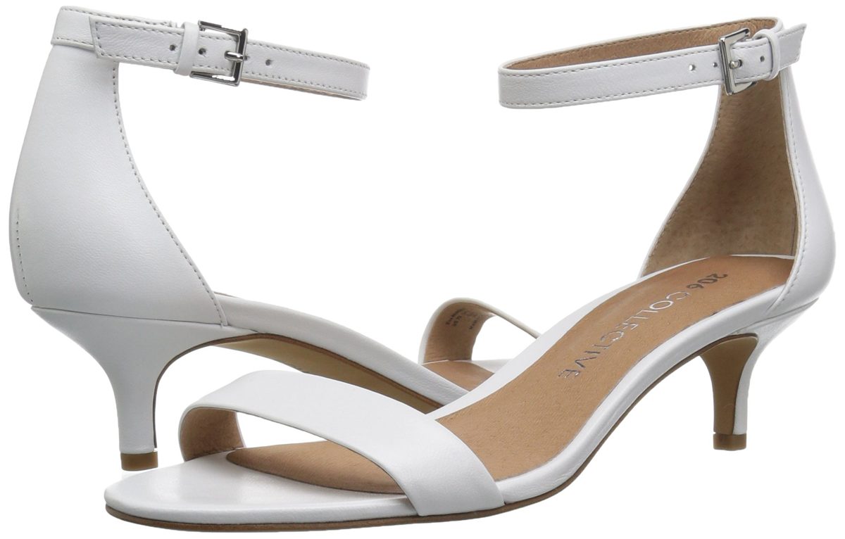 Amazon Brand - 206 Collective Women's Eve Stiletto Heel Dress Sandal-Low Heeled, white leather, 12 B US