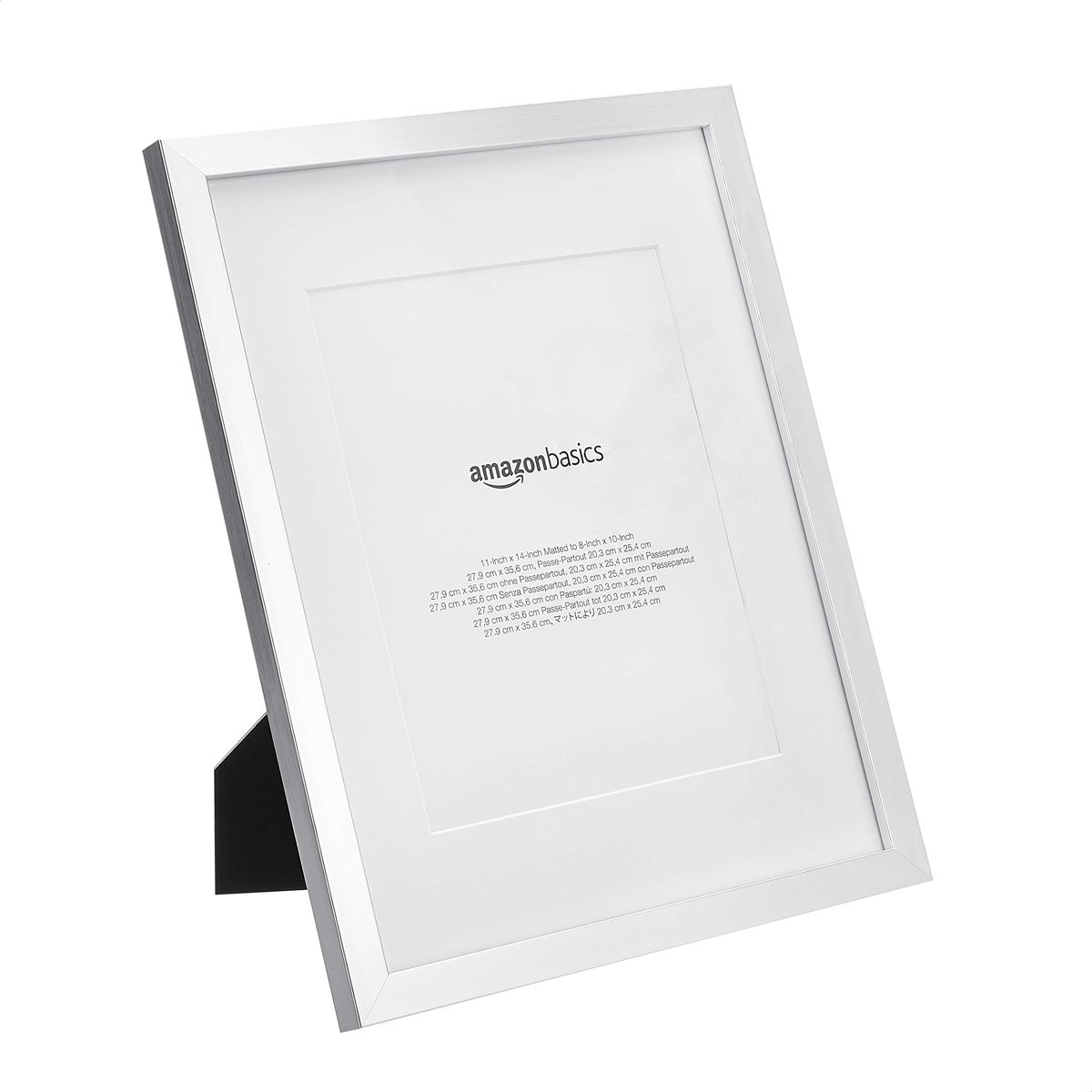 AmazonBasics 11" x 14" Photo Picture Frame or 8" x 10" with Mat - Nickel, 2-Pack