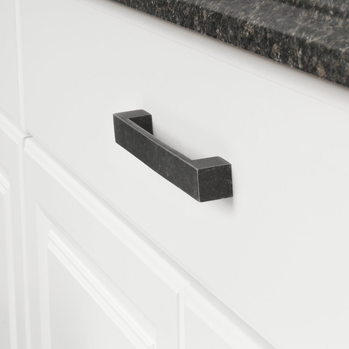 AmazonBasics Short Modern Cabinet Handle, 7.68" Length (6.3" Hole Center), Antique Silver, 10-Pack