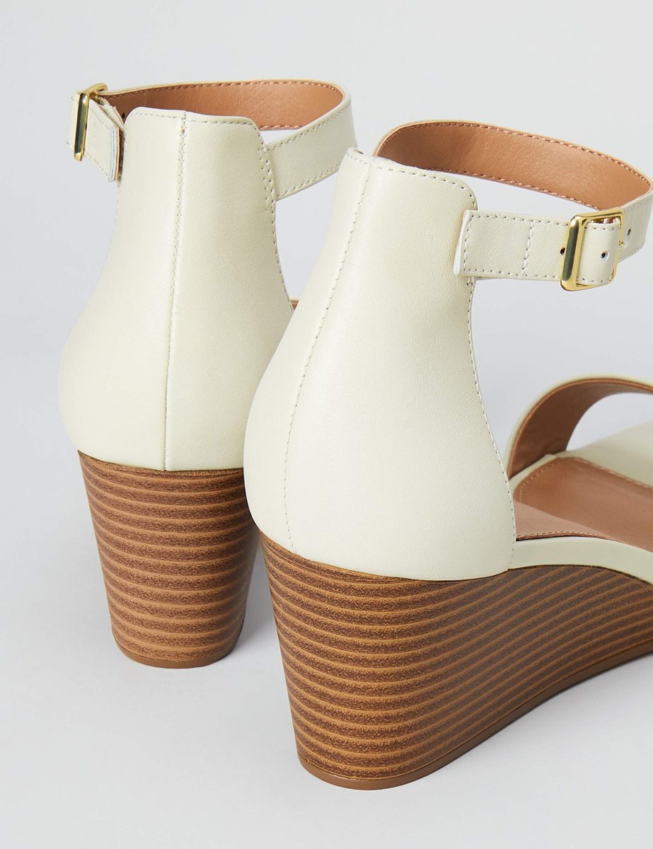 find. Wedge Leather, Women's Heels Sandals Open Toe Sandals, Ivory (off-white), 4 UK (37 EU)